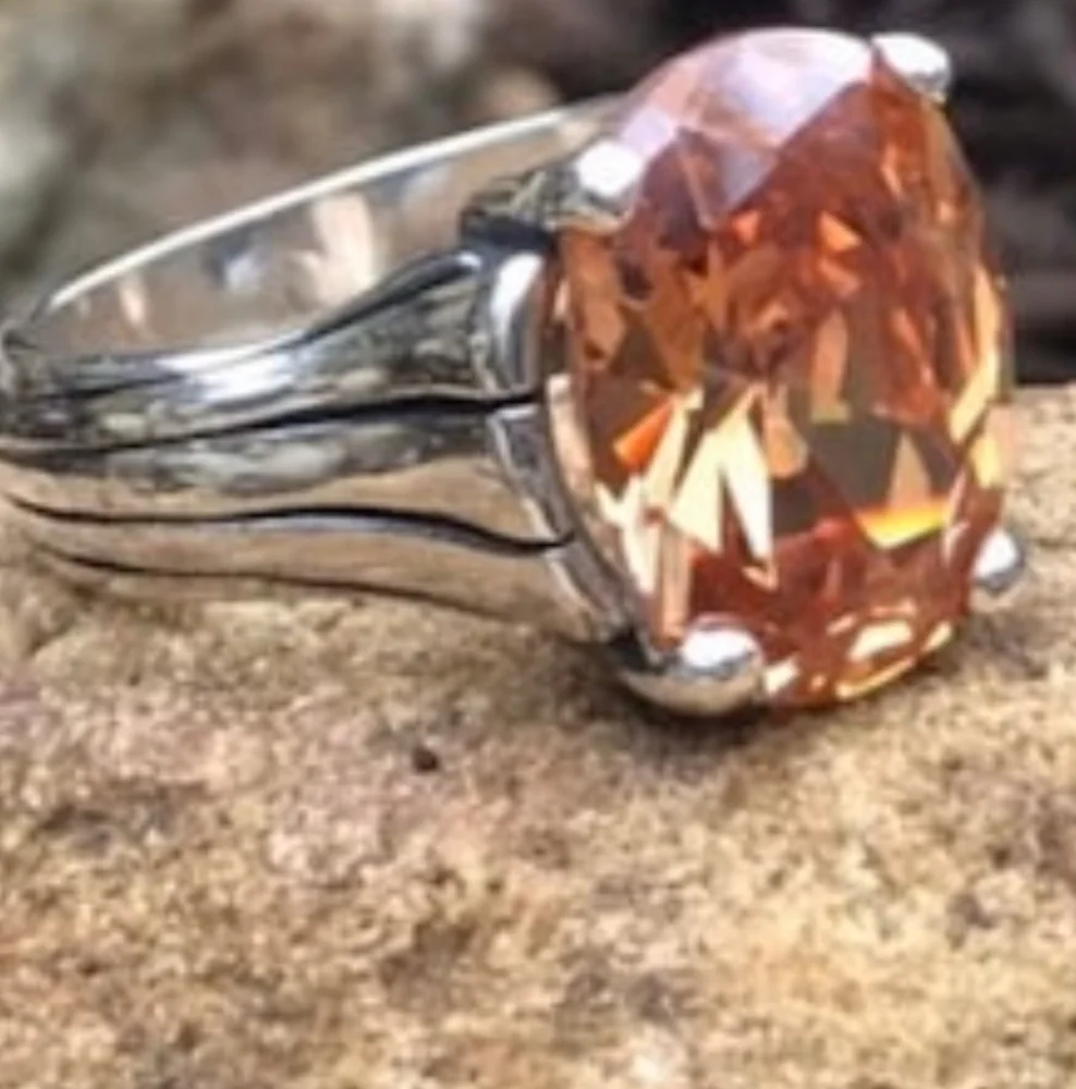 Silpada Sterling Silver Faceted Champagne Cubic Zirconia Gemstone Ring - Picture 6 of 13